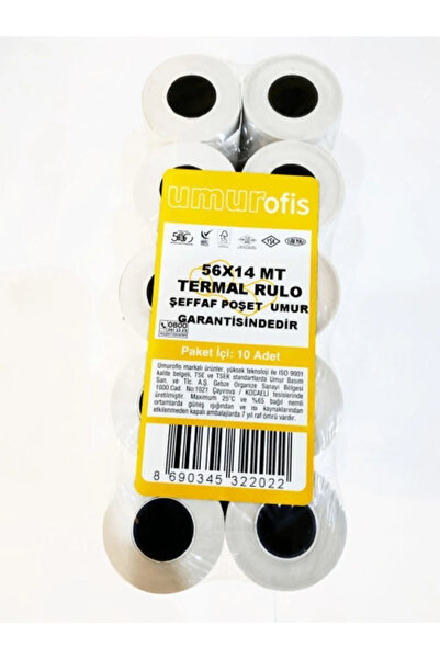 E&D OFİS Umur Ofis 56x14 metre Termal Rulo 10'lu Paket - Kısa Boy / ED.Art