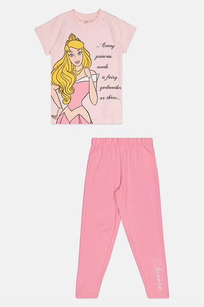 Disney Kids Girl 2 Pieces Princess Pajama Set, Multicolor