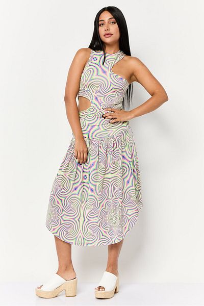 Stella McCartney Women Allover Print Cut-Out Maxi Dress, Multicolor