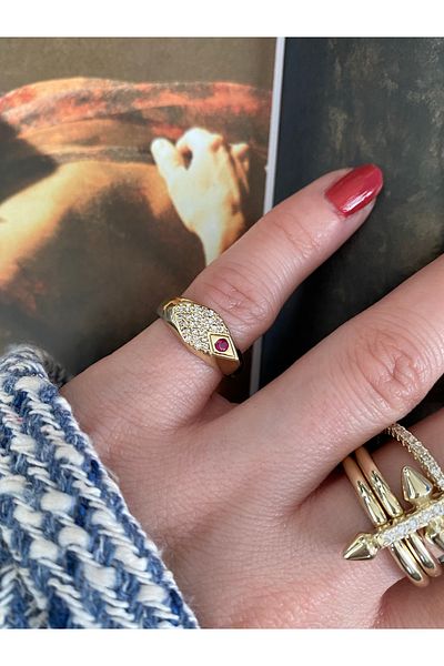 Pinery Jewels Single Stone Pinky Finger Adjustable Women's Ring