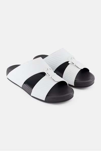 Algspar Men 2 Strap Slip On Arabic Sandals, White