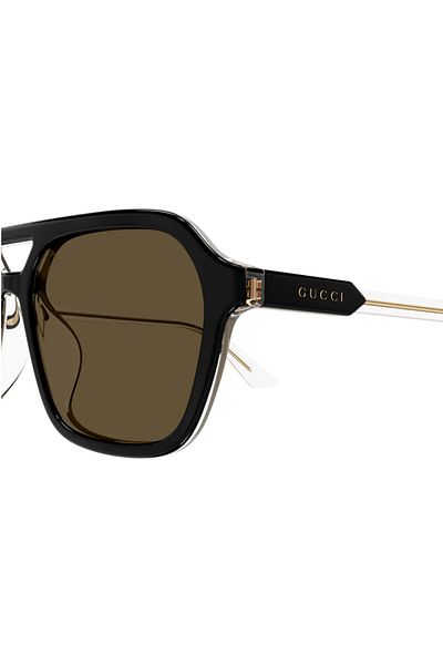 Gucci Gg 1823Sa 003 57 Men's Pilot Black Bone Sunglasses