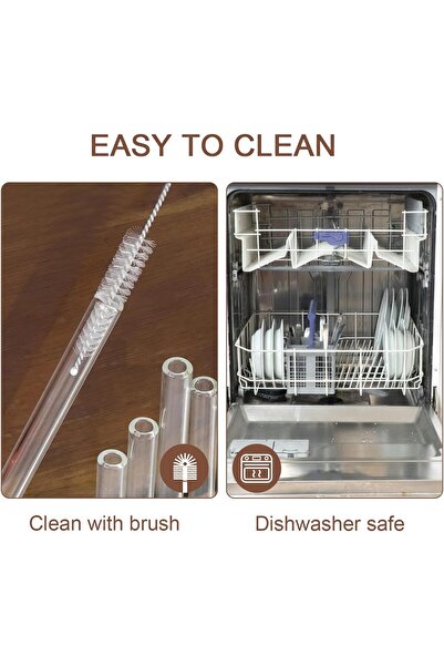 madamini 4 Adet Cam Pipet Adventure Quencher seyahat bardakları için 31 cm uzunluğunda cam pipet 1 adet fırça