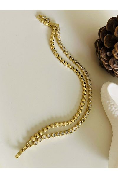 ACAR TAKI Xuping Double Drop Stone Waterway Bracelet-14K Gold Acr4554