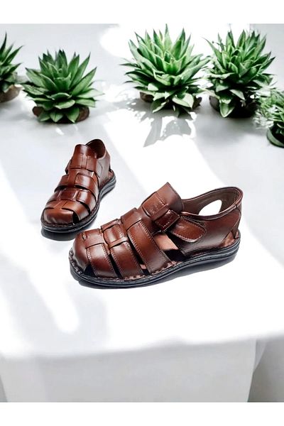 BURAK ALDAY SHOES Γνήσιο Δερμάτινο Μασάζ Ορθοπεδικά Ελαφρά Ανδρικά Σανδάλια