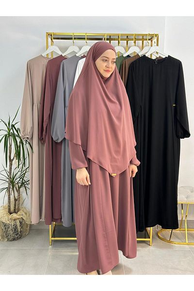 erasra class Σετ σουφλέ σε ροζ χρώμα - Jilbab, Abaya, Hijab (Κατάλληλο για Hajj και Umrah)