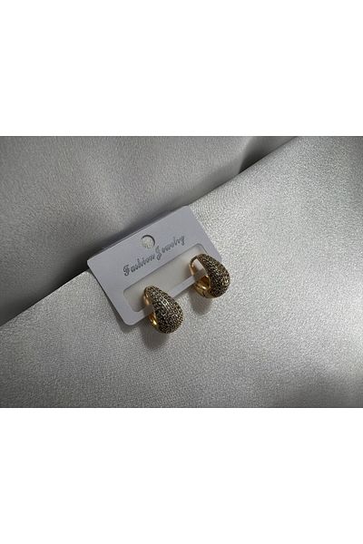demirosa Stone Detailed Gold Color Drop Earrings - Sparkling Design”