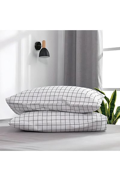 Shopyteks Κάλυμμα Μαξιλαροθήκη με τετράγωνο σχέδιο 50x70 - 2 Τεμάχια