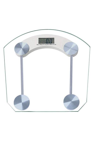 SIKS Electronic Body Scale, Digital Display, Max Weight Supported 180 Kg, Glass, Transparent