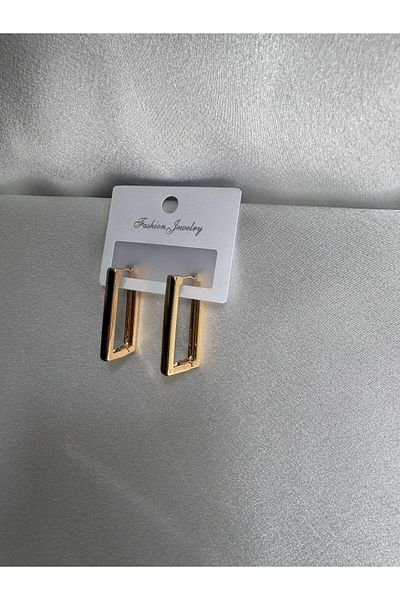 demirosa Gold Color Rectangular Hoop Earrings - Modern Design”