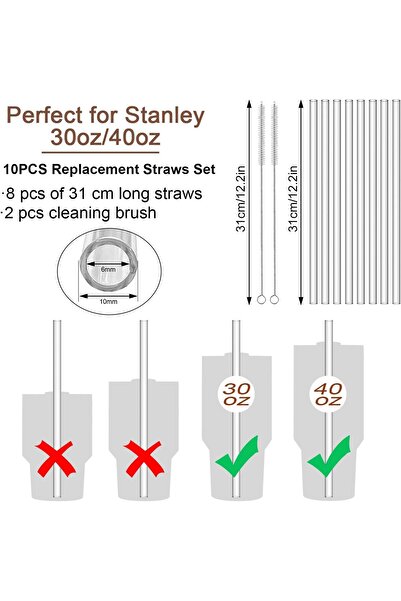 madamini 4 Adet Cam Pipet Adventure Quencher seyahat bardakları için 31 cm uzunluğunda cam pipet 1 adet fırça