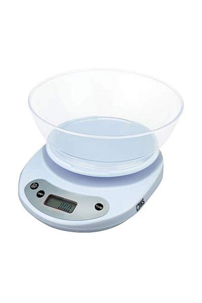 SIKS kitchen scale, bowl included, maximum weight 5 Kg, LCD display, automatic shut-off, white
