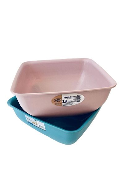 HOBBY LİFE 2-Piece Large Size Bowls Square Bowl 3.8 Liters & Pink*Blue-Bpa Free