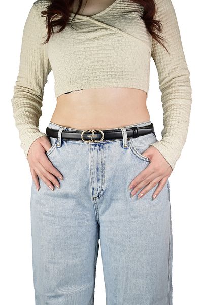 GoDeri Black Women's Belt Without Holes with Automatic Buckle, Trouser Belt, Dress Belt, 2.5 Cm_Auto