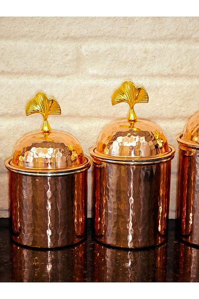 modabakir Copper 4-Piece Spice Jar Set, Spice Jar Jar