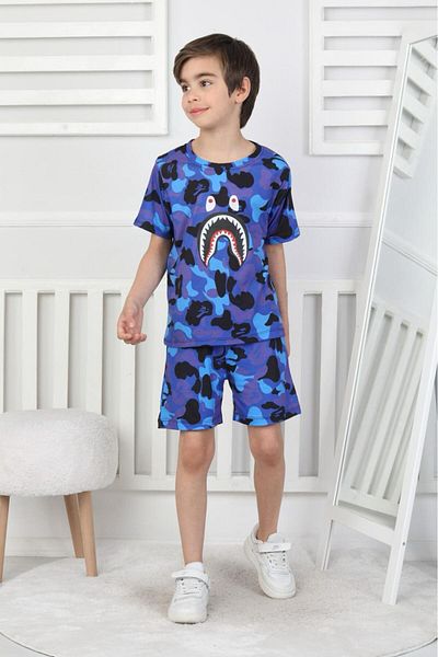 AXXAN Bape Binary Shorts T-Shirt Suit Bottom Top Digital Printing Men's Suit Unisex Bottom Top Suit
