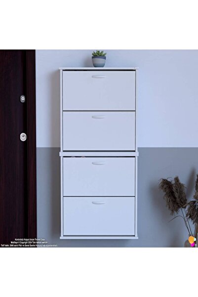 Modilayn UMAY' 2 Li Asma Antre Hol 72 x 148 x 25,5 cm’ lik 4 Düşer Kapak 8 Bölmeli Ayakkabılık