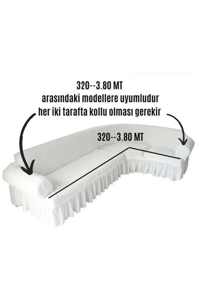 upmall Bürümcük Köşe Koltuk, Kanepe Örtüsü, Koltuk Kılıfı, Lastikli, Etekli, L Köşe 1 adet