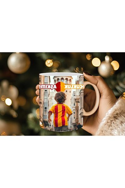 Evion Fan Themed Porcelain Mug Yellow-Red / Black-White / Yellow-Navy Blue Colored Fan Mugs