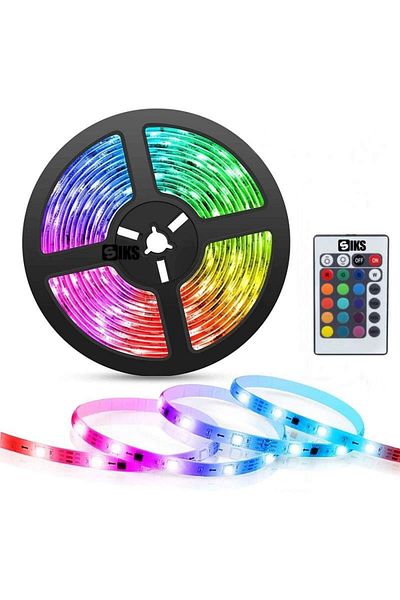 SIKS ® Rgb Led Strip Kit Ambient Light, 5 Meters, Remote Control, Ip65, Multicolor