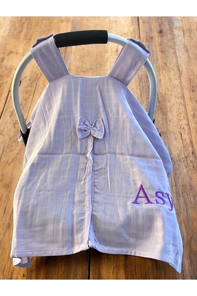 runbaby Lilac Muslin Fabric - Snap Fastener Stroller Cover, 75X100Cm, Name Embroidered