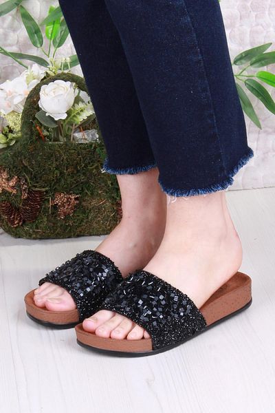 fort 01203 Pienn Anatomical Flexible Comfortable Stone Beaded Women's Slippers