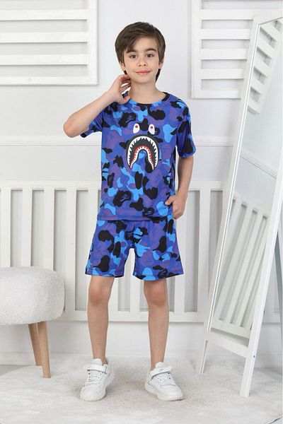 AXXAN Bape Binary Shorts T-Shirt Suit Bottom Top Digital Printing Men's Suit Unisex Bottom Top Suit