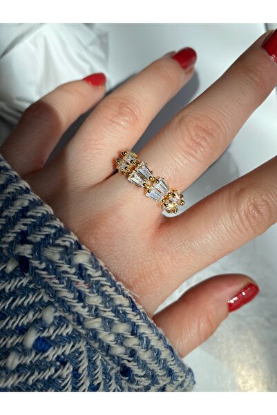 Pinery Jewels خاتم نسائي بحجر مثلث مصفوف مع قاعدة قابلة للتعديل