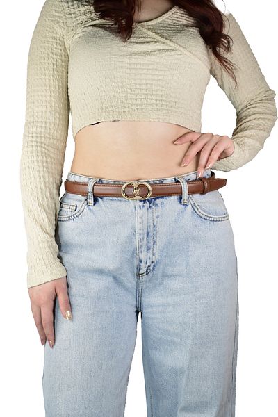 GoDeri Women's Belt Without Holes Tan with Automatic Buckle, Trouser Belt, Dress Belt, 2.5 Cm_Auto