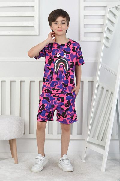 AXXAN Bape Binary Shorts T-Shirt Suit Bottom Top Digital Printing Men's Suit Unisex Bottom Top Suit