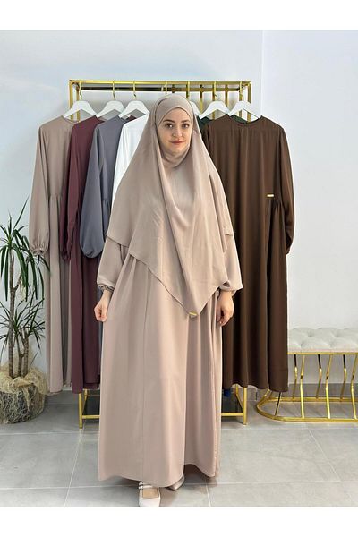erasra class Ferace & Abaya Souffle Suit with Side Robe φόρεμα είναι κατάλληλο για χρώμα πέτρας.hac και Umrah