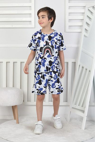 AXXAN Bape Binary Shorts T-Shirt Suit Bottom Top Digital Printing Men's Suit Unisex Bottom Top Suit