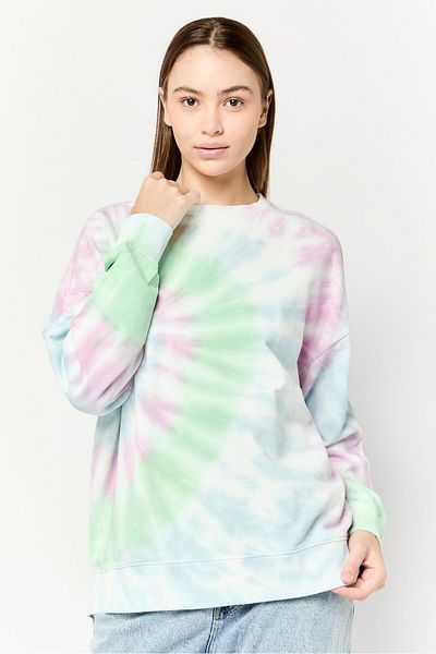 Scotch & Soda Women Crew Neck Tie Dye Long Sleeves Sweatshirt, Multicolor