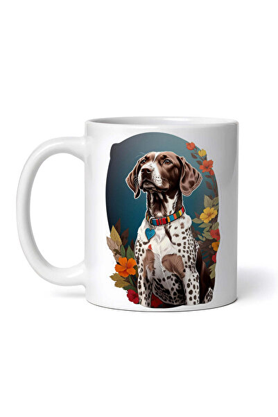 OEM Cană albă personalizată, model german Brac cu guler și flori, Inovatix®. ...