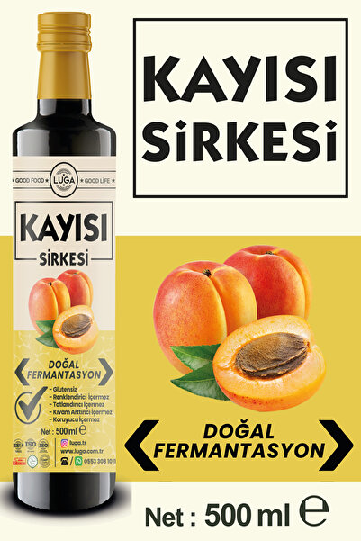 Luga Kayısı Sirkesi 500 ml - Doğal Fermantasyon, Katkısız, Glutensiz, Koruyuc...