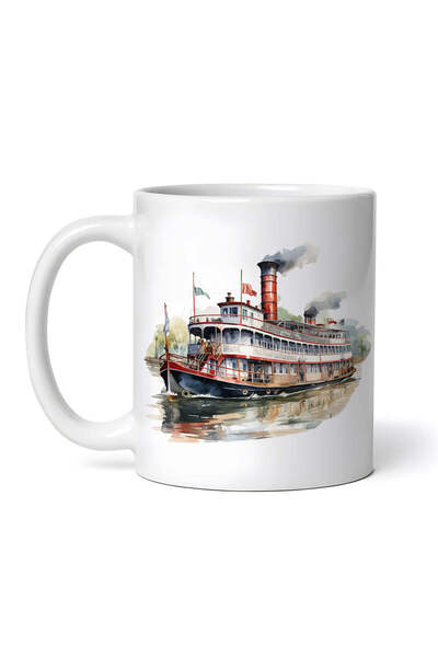 OEM Εξατομικευμένη λευκή κούπα, Τριώροφη βάρκα ποταμού, INOVATIX®. 330ml