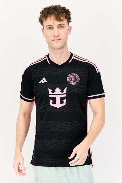 adidas Men Slim Fit Authentic Away Inter Miami Cf Football Jersey, Black