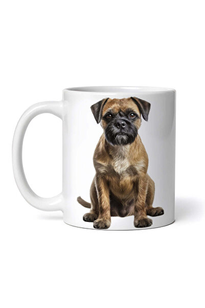 OEM Cană albă personalizată, Border Terrier șezând, Inovatix®. 330 ml