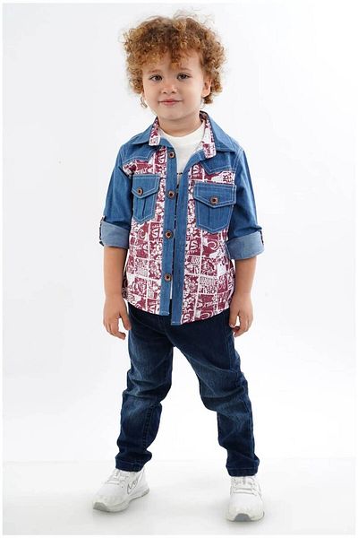 falcomini Kids 2/3/4/5 Years Old Trousers Shirt T-Shirt Boy Jeans 3-Piece Set,