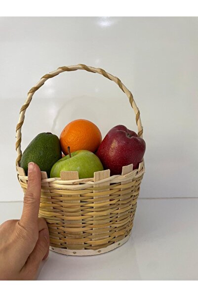 Beyaz Atölyem Yuvarlak Küçük Boy Meyve Sepeti