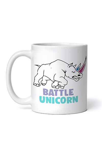 OEM Cană albă personalizată, Unicorn de luptă, INOVATIX®. 330 ml