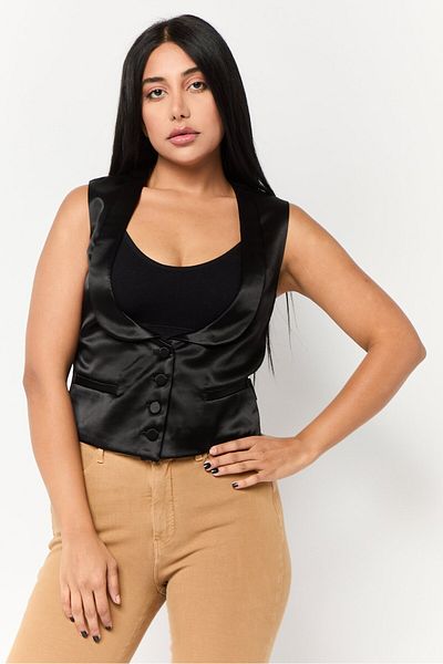 Gucci Women Regular Fit U-neck Waist Coat, Black