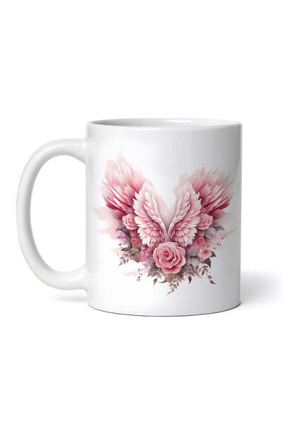 OEM Cană albă personalizată, aripi de înger roz Kaly, Inovatix®. 330 ml