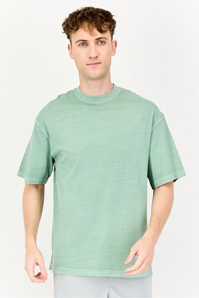 Reebok Men Sportswear Fit Brand Logo Short Sleeves Outdoor T-Shirt, Sage Green