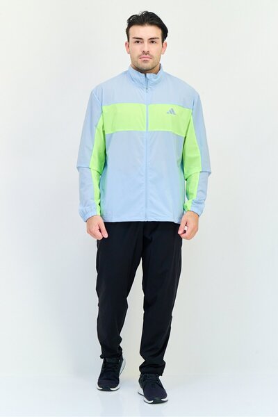 adidas Men Sportswear Fit Long Sleeve Running Jacket, Light Blue