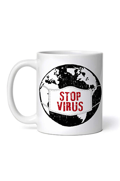 OEM Cană albă personalizată, mască Arth In the Face. Stop virus. Carantină, I...