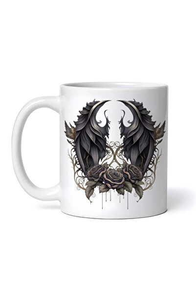 OEM Cană albă personalizată, Aripi de Demon Înger Întunecat, INOVATIX®. 330ml