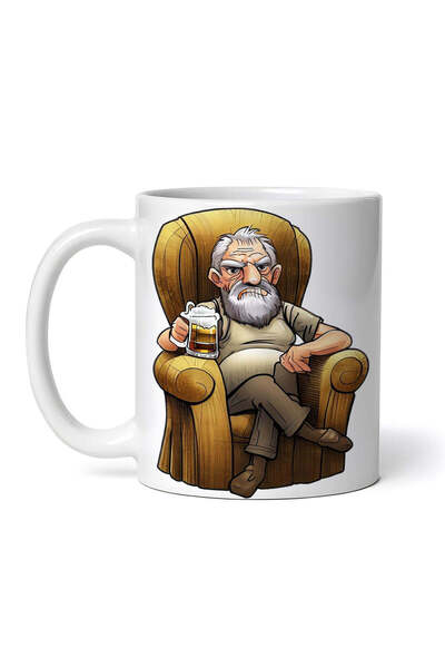 OEM Cană albă personalizată, Old Geck bând bere, INOVATIX®. 330ml