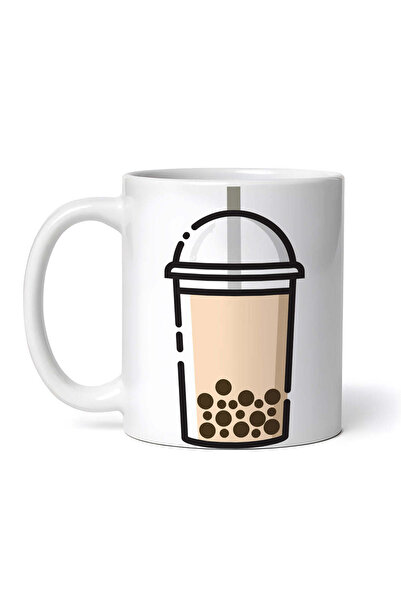 OEM Cană albă personalizată, ceai Boba cu pai, INOVATIX®. 330ml