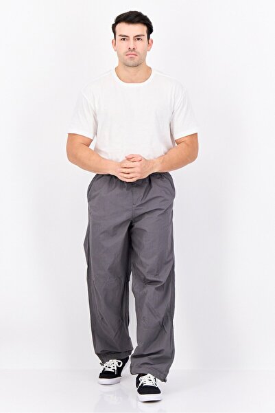 Threadbare Men Relaxed Fit Plain Drawstring Skate Pants, Grey